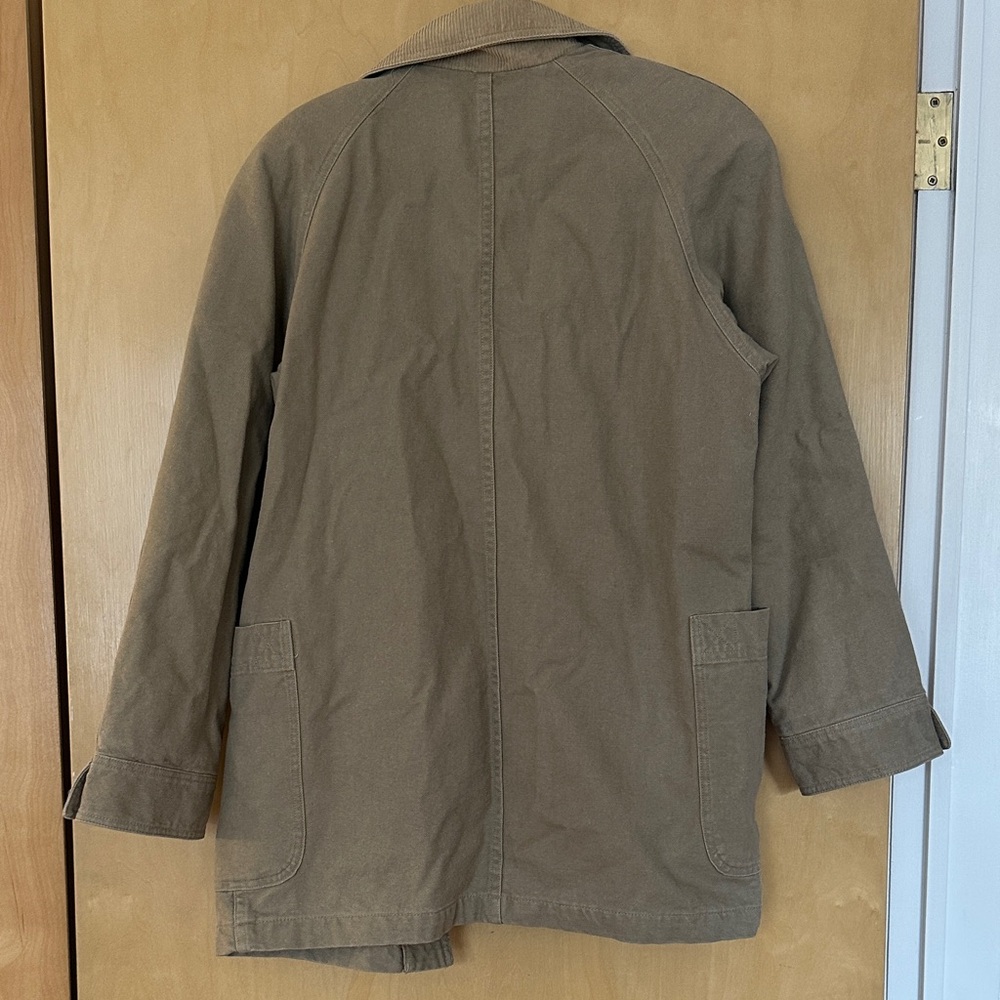 Eddie Bauer Tan Cotton Barn Jacket with Red Plaid Lining - Picture 2 of 15